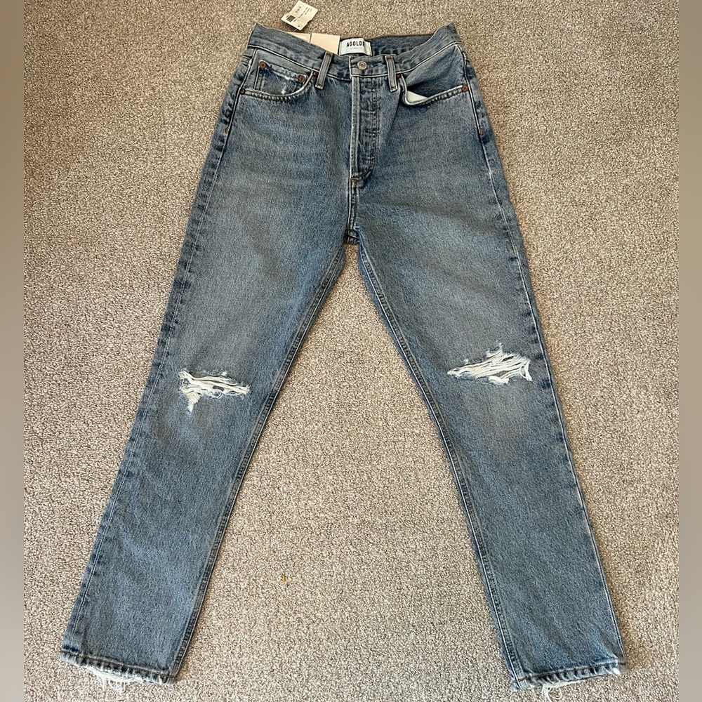 AGOLDE Riley High Rise Straight Crop jeans in Eacalate.